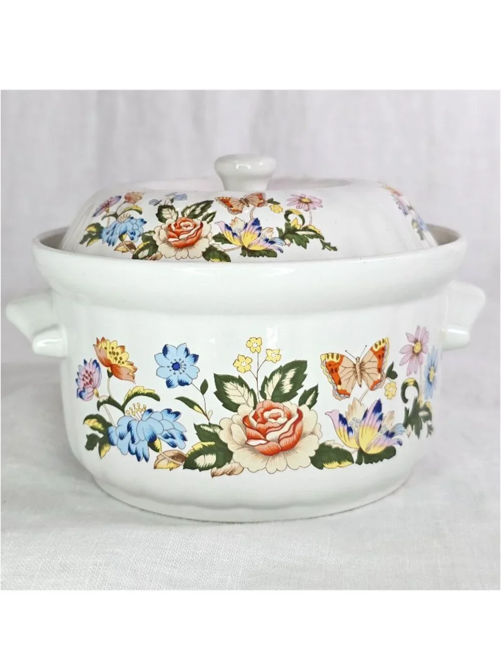 John Aynsley & Sons Individual Oven-To-Table Casserole w Lid, Cottage Garden